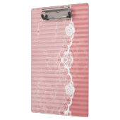 Roze en witte achtergrond met zwarte kant klembord (Links)