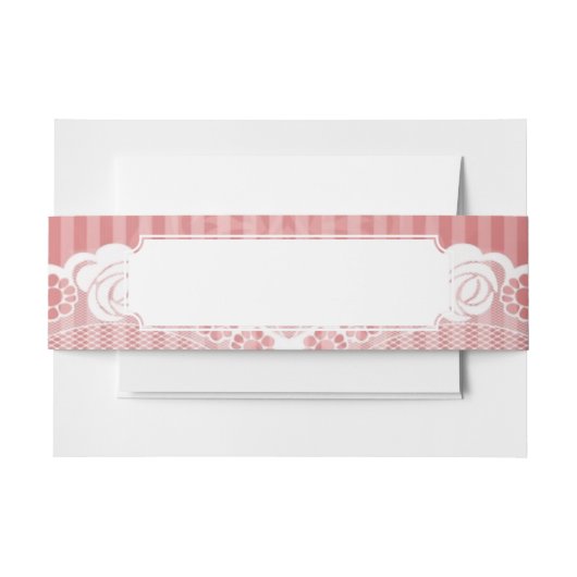 Roze en witte achtergrond met zwarte kant uitnodigingen wikkel (Voorkant Voorbeeld)