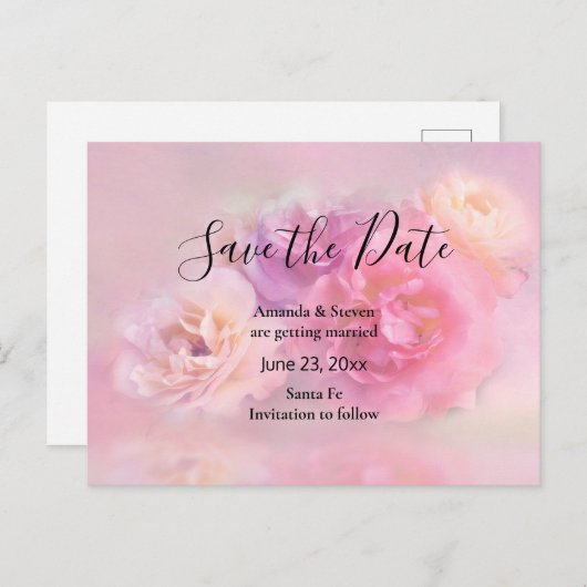 roze en witte anjers Sla de datum op Uitnodiging Briefkaart (Voorkant / Achterkant)