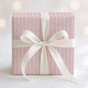 Roze en witte Art Deco Fan Pattern Cadeaupapier