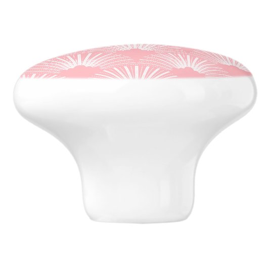 Roze en witte Art-deco-patroon Keramische Knop (Zijkant)