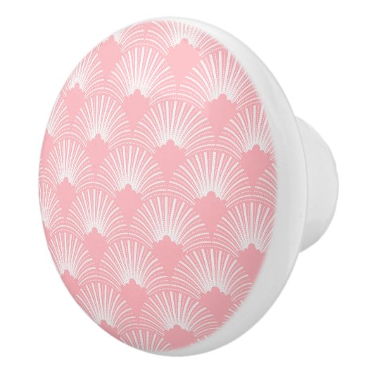 Roze en witte Art-deco-patroon Keramische Knop (Rechts)