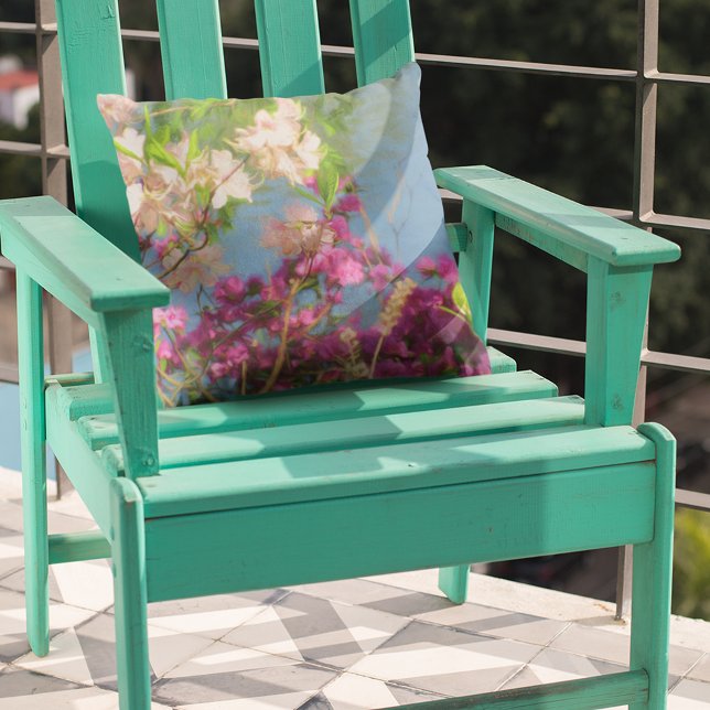 Roze en witte Azalea's Buitenkussen (Creator heeft geüpload)