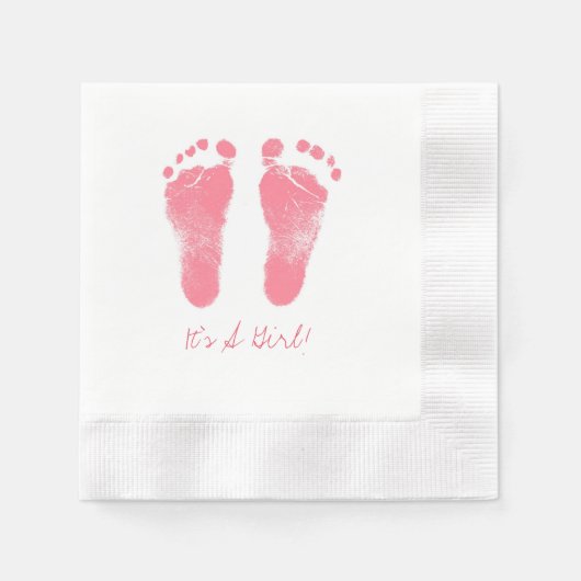 Roze en Witte Baby Voetafdrukken Servetten (Voorkant)