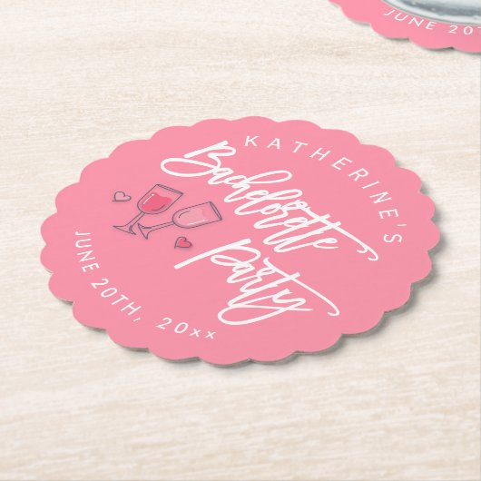 Roze en Witte Bachelorette-feest Kartonnen Onderzetters (Gekanteld)