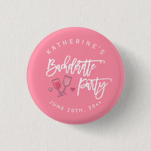 Roze en Witte Bachelorette-feestknoppen Ronde Button 3,2 Cm