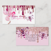 Roze en witte ballonnen Modern Visitekaartje (Voorkant / Achterkant)