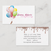 Roze en witte ballonnen Modern Visitekaartje (Voorkant / Achterkant)