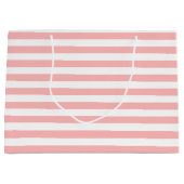 Roze en witte band patroon large cadeautasje (Voorkant)