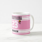 Roze en Witte Basketball Jersey Koffiemok (Voorkant rechts)