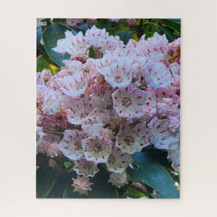 Roze en witte bergLaurel Flowers Legpuzzel