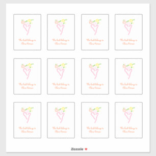 Roze en witte bladbladzijden sticker