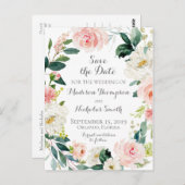 Roze en witte bloem Bewaar de datum Briefkaarten (Voorkant / Achterkant)