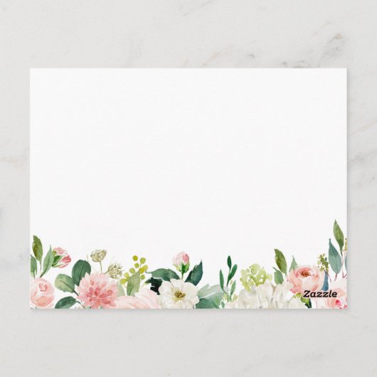 Roze en Witte Bloem Trouwtijd Capsule Kaarten (Achterkant)