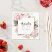 Roze en Witte Bloemen Aangepaste Doop Servet (Insitu)