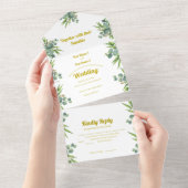 Roze en witte bloemen all in one uitnodiging (Afscheurbaar)