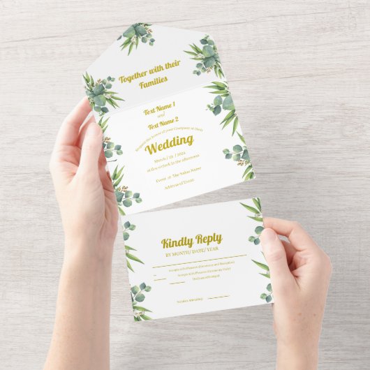 Roze en witte bloemen all in one uitnodiging (Afscheurbaar)