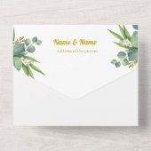 Roze en witte bloemen all in one uitnodiging (Achterkant)