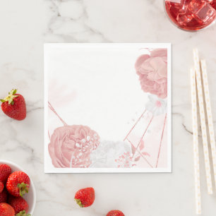 roze en witte bloemen botanische bruiloft luiers servet
