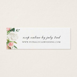 Roze en Witte Bloemen Bruiloft Website RSVP Mini Visitekaartjes