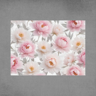Roze en Witte Bloemen Decoupage Tissue Paper Tissuepapier