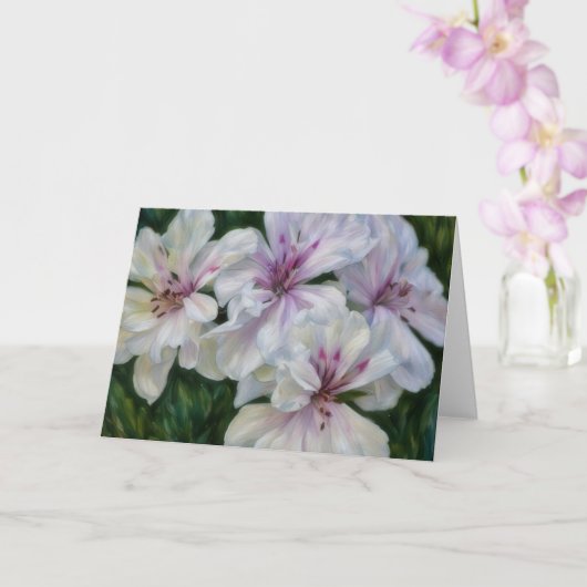 Roze en witte bloemen Geranium Art Note Kaart (Orchidee)