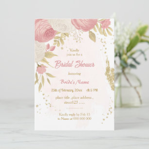 roze en witte bloemen goud botanisch vrijgezellenf kaart