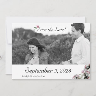 Roze en Witte Bloemen Katholieke Huwelijk Save The Date