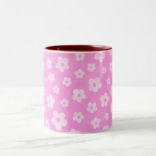 Roze en witte bloemen koffie en thee mok
