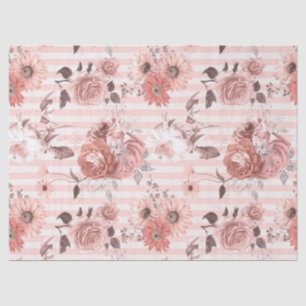 Roze en Witte Bloemen op gestreept ontkoppeling Tissuepapier