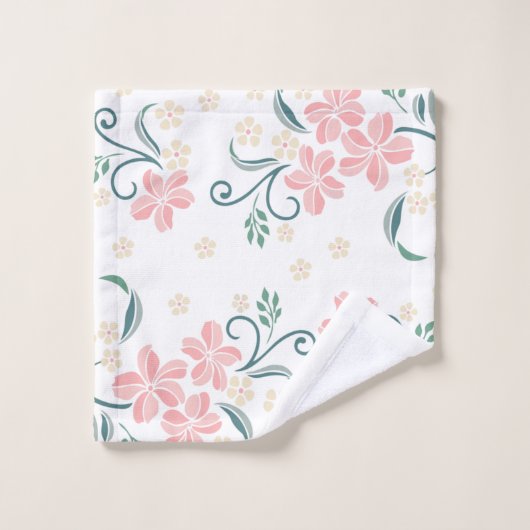 Roze en Witte Bloemen Patroon Badhanddoek Set Bad Handdoek (Wasdoekje)