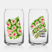 Roze en witte bloemen patroon blikvorm glas (Voorkant)