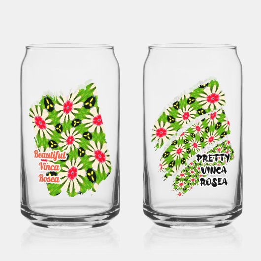 Roze en witte bloemen patroon blikvorm glas (Voorkant)