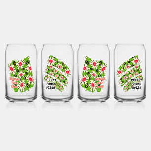 Roze en witte bloemen patroon blikvorm glas