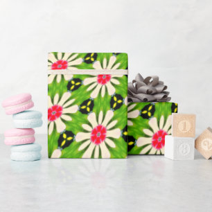 Roze en witte bloemen patroon cadeaupapier