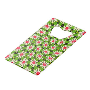 Roze en witte bloemen patroon kredietkaart flessenopener