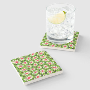 Roze en witte bloemen patroon stenen onderzetter