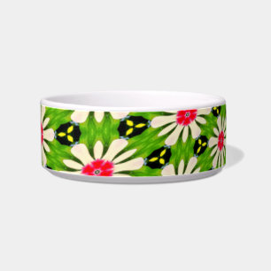 Roze en witte bloemen patroon voerbakje