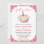 Roze en Witte Bloemen Pompoen Fall Wedding Kaart (Voorkant)