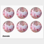 Roze en Witte Bloemen Ronde Sticker (Vel)