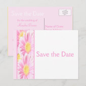 Roze en Witte Bloemen Save the Date Briefkaart (Voorkant / Achterkant)