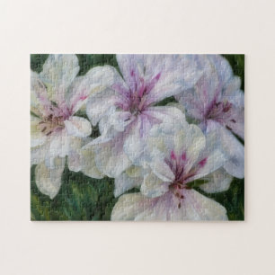 Roze en Witte Bloemen Tuin Art Puzzel