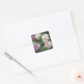 Roze en witte bloemen vierkante sticker (Envelop)