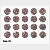 Roze en witte bloementuin ronde sticker (Vel)