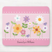 Roze en witte bloemige monogram muismat (Voorkant)