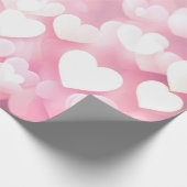 Roze en witte bokeh harten cadeaupapier (Hoek)