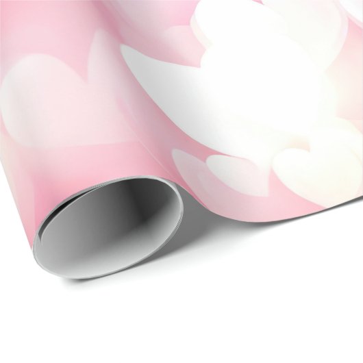 Roze en witte bokeh harten cadeaupapier (Rol Hoek)