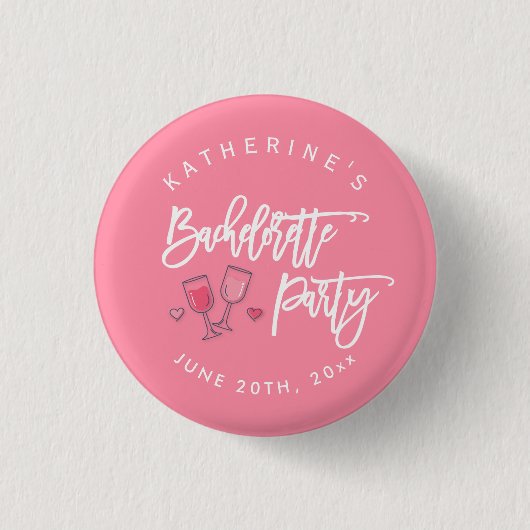 Roze en Witte Bruidsfeest Knopen Ronde Button 3,2 Cm (Voorkant)