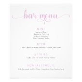 Roze en witte bruiloft Bar Menu Poster (Voorkant)