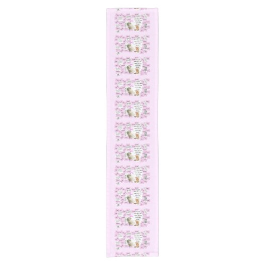 Roze en witte bruiloft Jubileum Tafelloper (Voorkant)